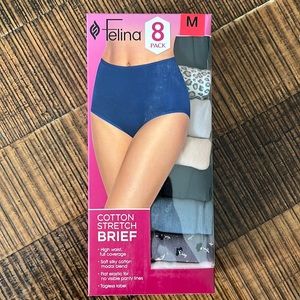 NWT'S - FELINA - Cotton Stretch Brief - 8 Pack - Soft, High Waist - Size M